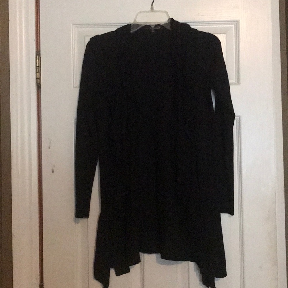 Ruffled long black sweater